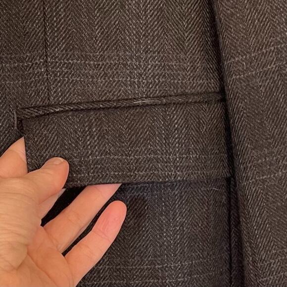 Ralph Lauren Wool Brown Windowpane 2 Button Double Vent Elbow Patch Blazer 42R - Picture 6 of 12